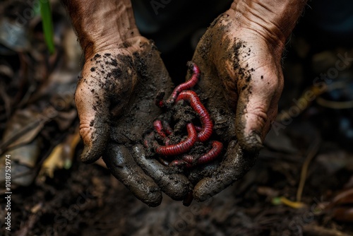 Decompose. Earthworm - The Natural Invertebrate that Food the Humus in Planting Soil photo