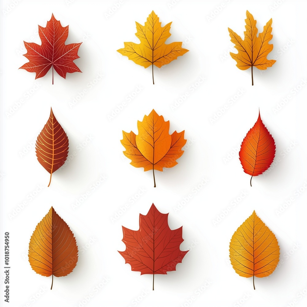 autumn leaves set on white background autumn leaves set on white background