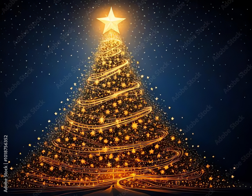 Christmas tree made of star spiral with different background colors, modern Christmas card, business Christmas card Christmas tree made of star spiral with different background colors, modern Christmas card, business Christmas card