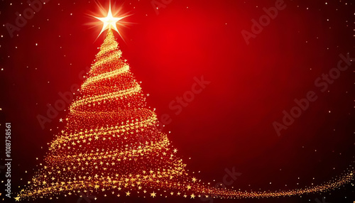 Christmas tree made of star spiral with different background colors, modern Christmas card, business Christmas card