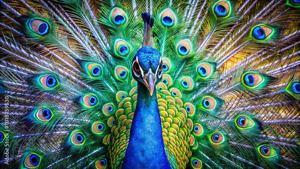 Obraz premium Elegant peacock adorned with vibrant feathers, symbolizing beauty and grace at a wedding celebration