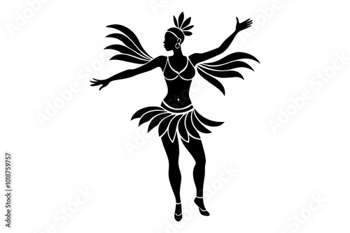  Brazilian Samba Dancer Silhouette Vector Illustration