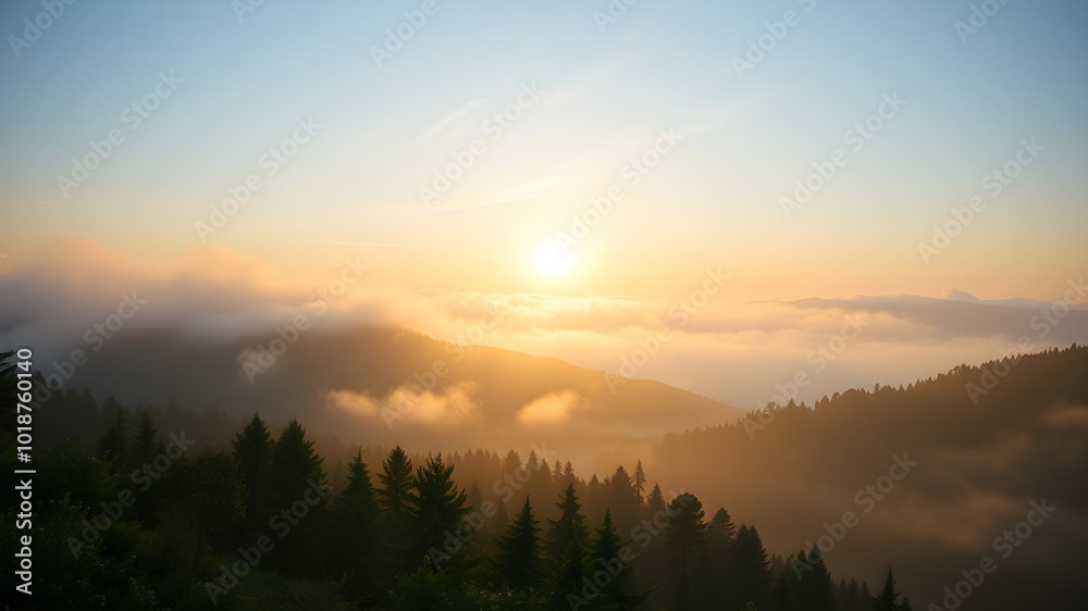 Amazing view of the foggy mountain from peak AI generated image, aiTravel background. Amazing view of the foggy mountain from peak AI generated image, aiTravel background.