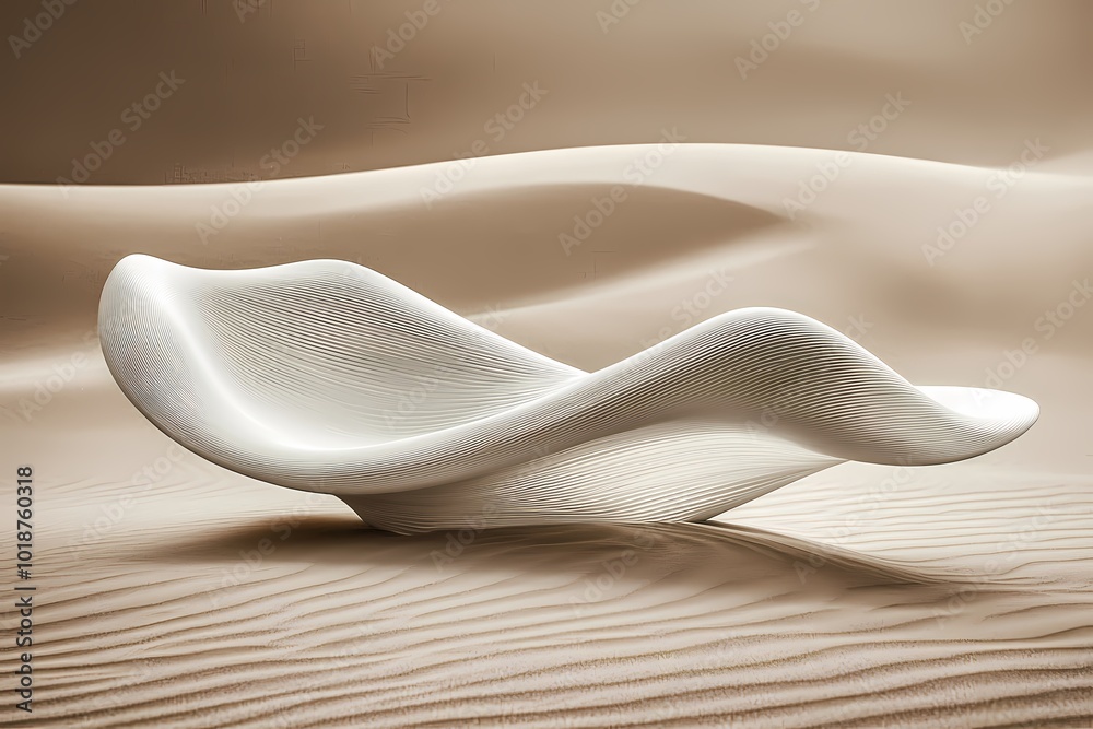 Minimalist Smooth Taupe and Gray Sculpture in Desert Minimalist Smooth Taupe and Gray Sculpture in Desert