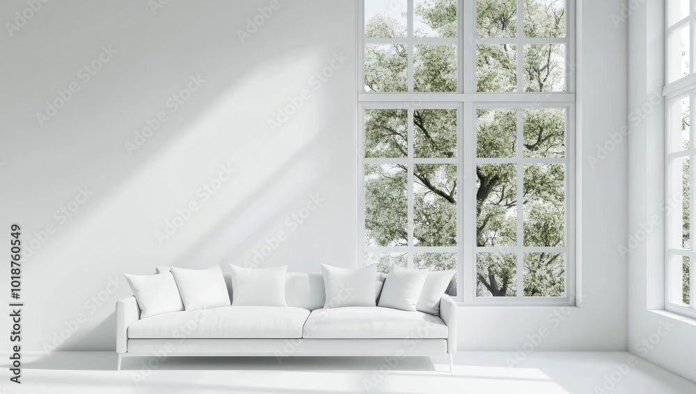 Fototapeta premium White Sofa with Window View