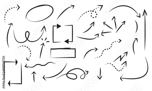 Hand drawn arrow mark icons in vector style