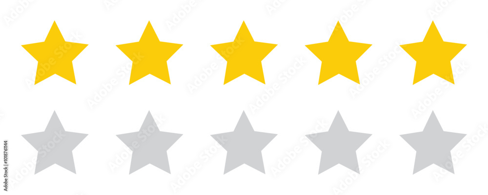 Star Icon Set. Vector Yellow Five-Star Customer Feedback and Rating Design Star Icon Set. Vector Yellow Five-Star Customer Feedback and Rating Design
