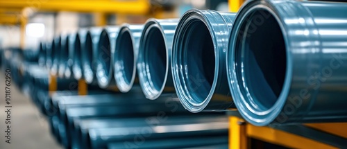 Industrial Metal Pipes in Warehouse