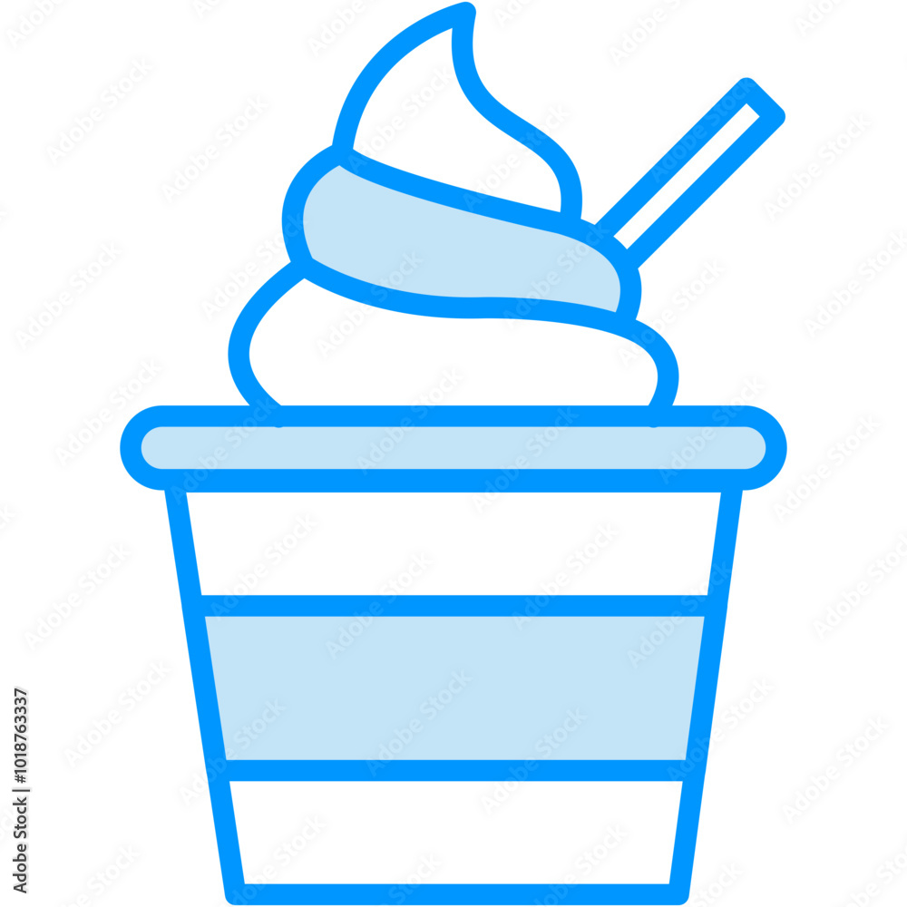 ice cream vector blue line icon 