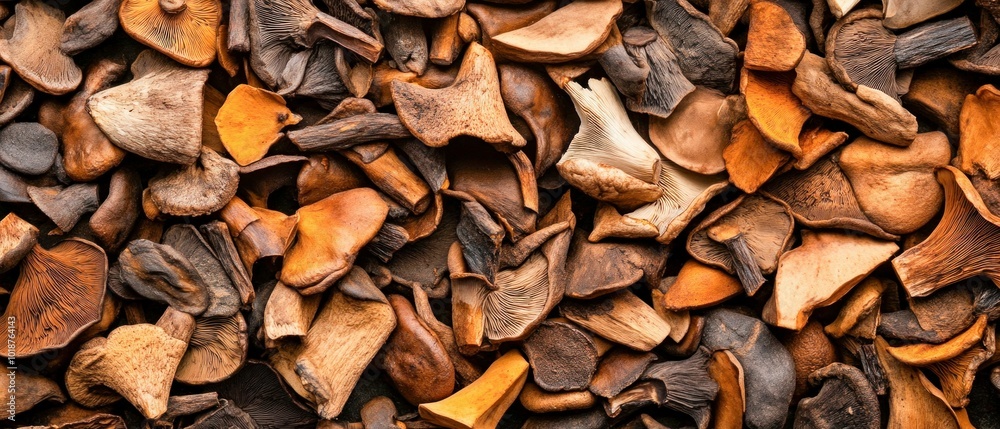 Assorted Dried Mushrooms Close-up Assorted Dried Mushrooms Close-up