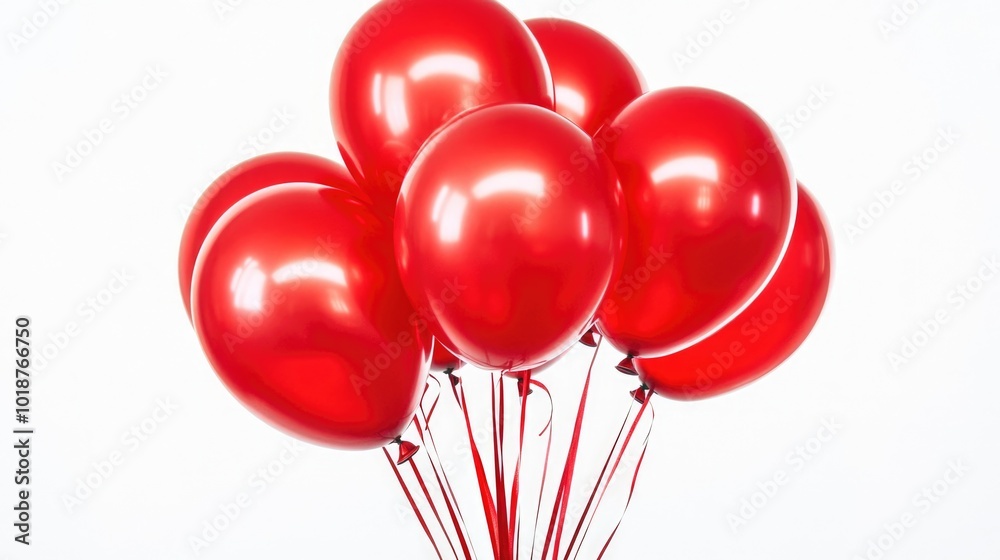 A group of red balloons drifting through the air A group of red balloons drifting through the air