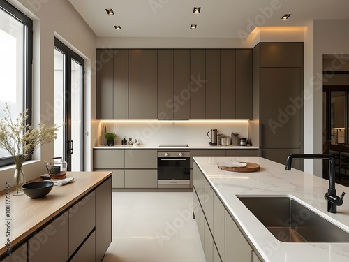 Modern Kitchen with Neutral Tones and Minimalist Design