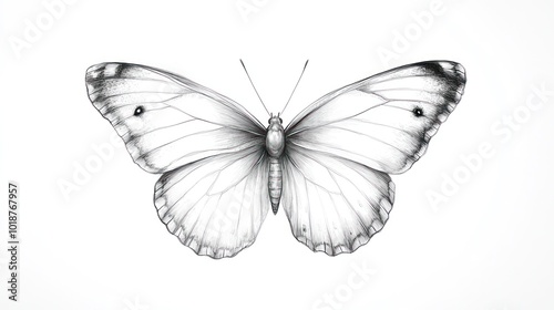 Black and White Butterfly Drawing