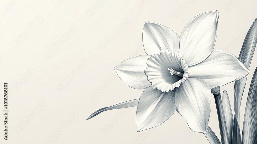 Obraz premium Delicate White Daffodil Illustration