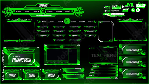 Stream like a pro with our Modern Twitch stream overlay package including facecam overlay, offline, starting soon, twitch panels