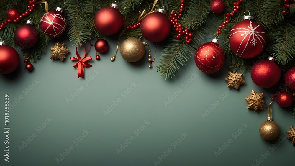 Christmas Background And Decoration With Lights Trees and Christmas Ornaments Christmas Background And Decoration With Lights Trees and Christmas Ornaments