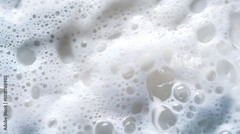Close-up of White Foamy Bubbles with Light Reflection Close-up of White Foamy Bubbles with Light Reflection