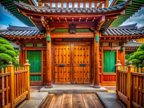 Elegant wooden gates enhancing indoor space with rustic charm and architectural beauty in design