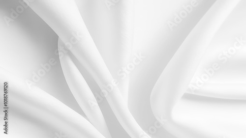 White fabric, cloth soft waves texture background. delicate texture of satin pastel background.