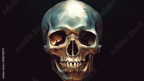 Human skull on dark background