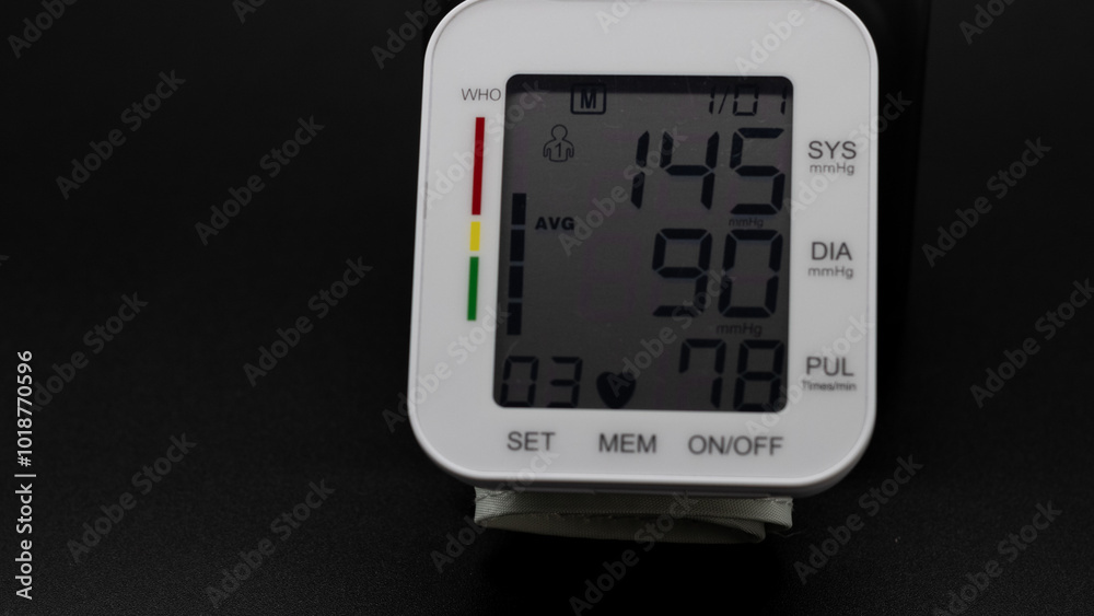 Blood pressure meter on a black background. Blood pressure meter on a black background.