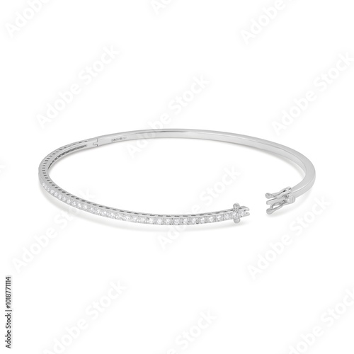 silver bracelet with diamonds isolated