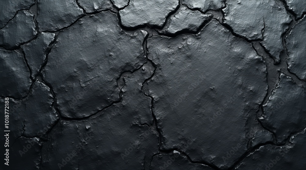 Textured black rock surface shows intricate patterns and cracks in a close-up view, highlighting natural geological formations Textured black rock surface shows intricate patterns and cracks in a close-up view, highlighting natural geological formations