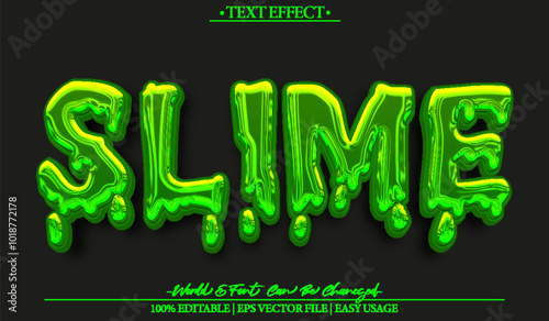 Slime Vector Text Effect Editable Alphabet Green Liquid Toxic Drop