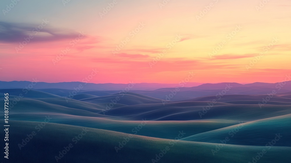 Obraz premium Sunset Over Rolling Hills