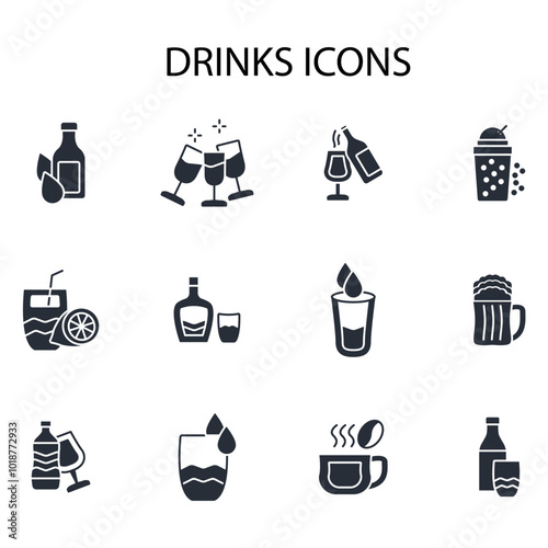 Drinks icon set.vector.Editable stroke.linear style sign for use web design,logo.Symbol illustration.