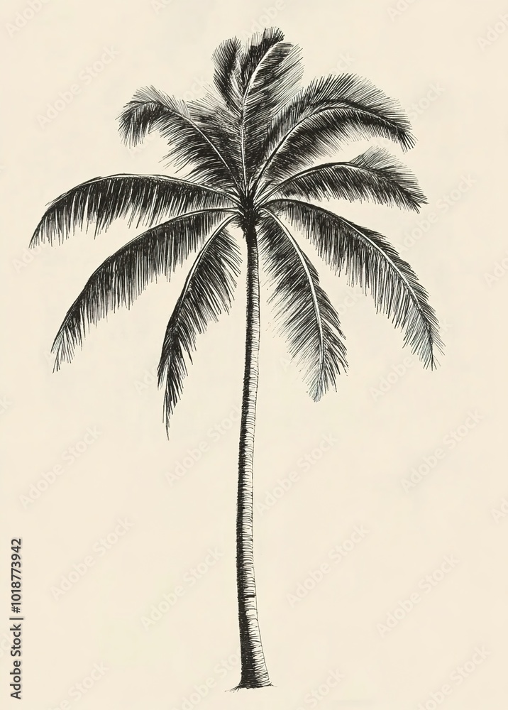 Obraz premium A simple yet elegant drawing of a palm tree 