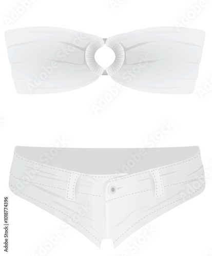 White bra t shirt and shorts. vector illustration