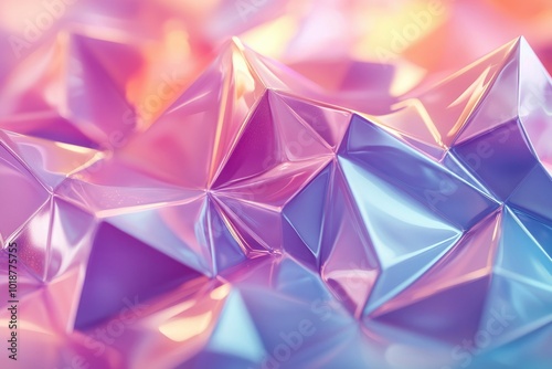 Abstract Holographic Geometric Pattern with Purple and Pink Hues