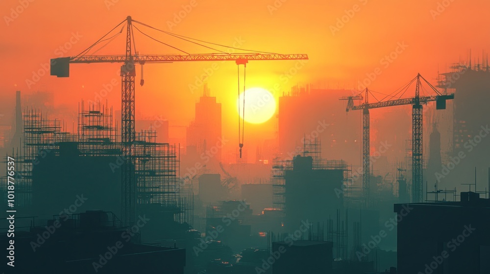Sunrise Over a City Under Construction Sunrise Over a City Under Construction