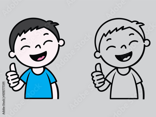 Smiling young boy enjoy life vector art