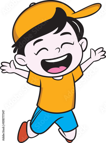 Smiling young boy enjoy life vector art