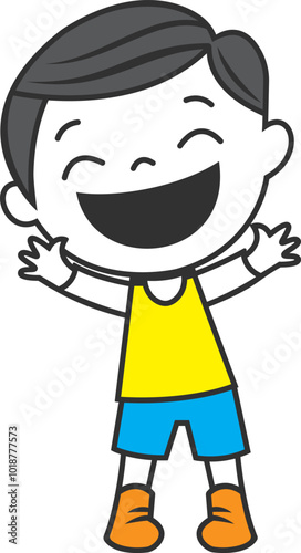 Smiling young boy enjoy life vector art