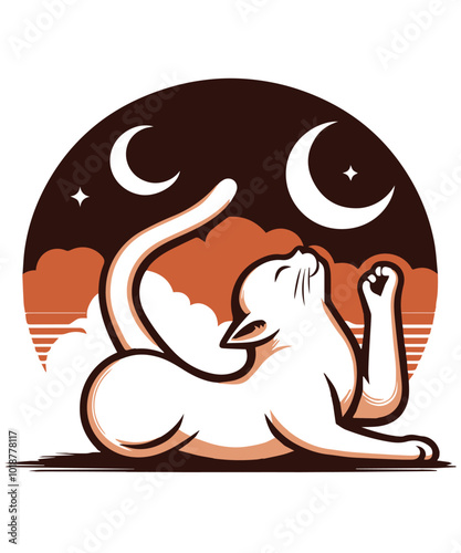 cat yoga silhouette vector illustration 