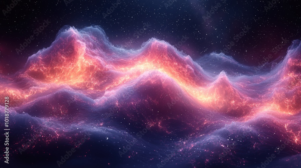 Vibrant cosmic landscape featuring colorful nebulae and luminous clouds set in the vastness of outer space at night Vibrant cosmic landscape featuring colorful nebulae and luminous clouds set in the vastness of outer space at night