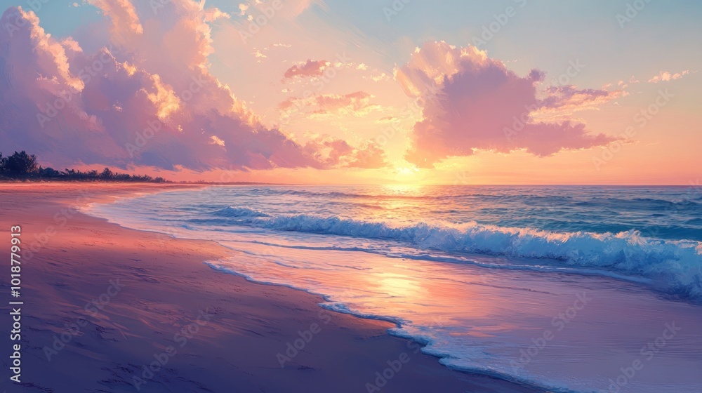 Fototapeta premium Serene Sunset at the Beach