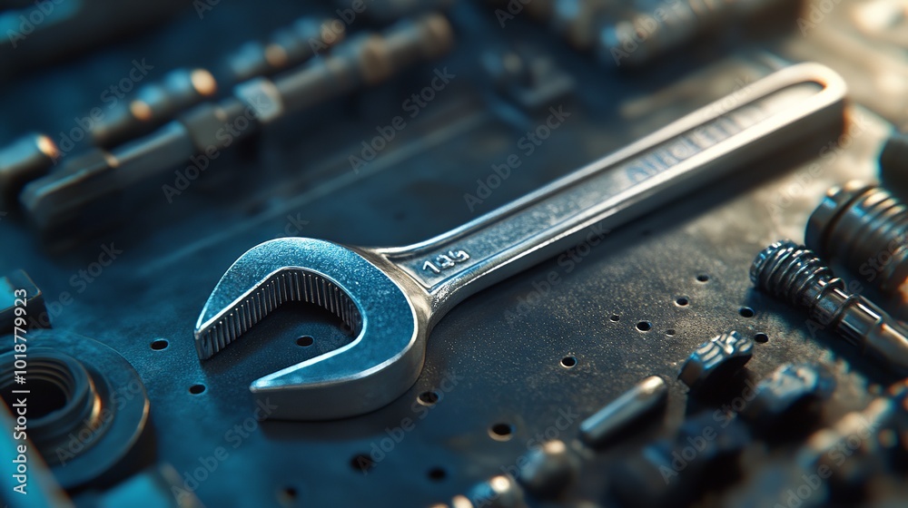 Fototapeta premium Multipurpose object wrench for design, mechanic tool, and work. An independent object.