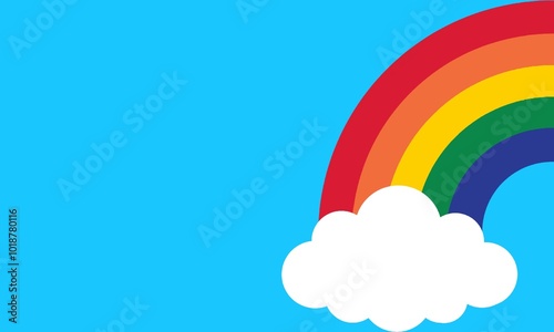 Rainbow Flat Design. Rainbow striped background. Multicolored rainbow and clouds pattern background. Rainbow Gradient