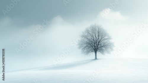 Solitary Tree in Winter Wonderland