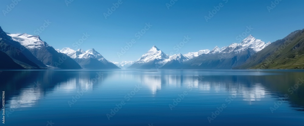 Fototapeta premium Breathtaking Serenity Reflections on a Tranquil Swiss Lake Surrounded by Majestic Mountains