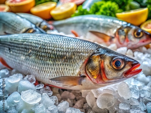 Freshly Caught Whitefish on Ice in a Market Display, Showcasing Quality Seafood for Sale