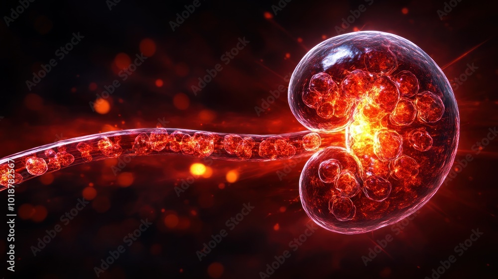 Human Organ: Kidney, 3D Illustration of the Kidney with a Blood Vessel