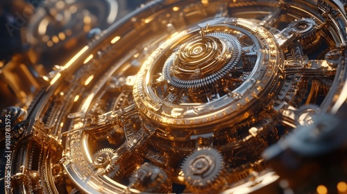 Wallpaper Mural Golden Cogs and Gears Torontodigital.ca