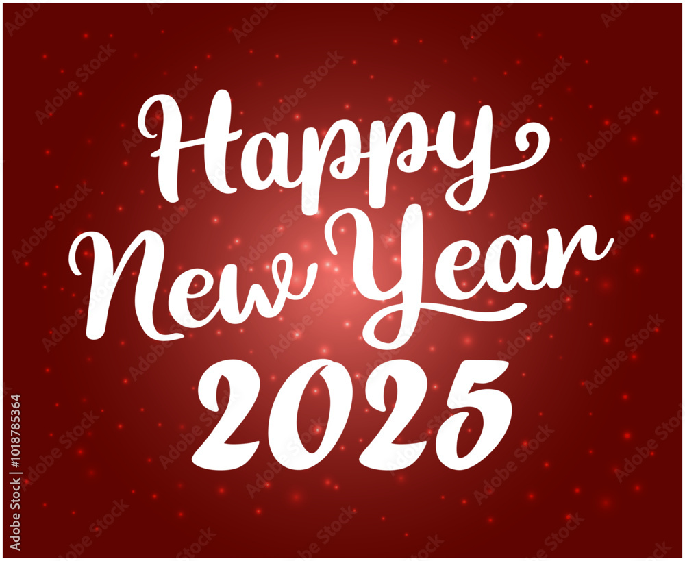 Happy New Year 2025 Design Festive Red And White Abstract Illustration Vector Happy New Year 2025 Design Festive Red And White Abstract Illustration Vector