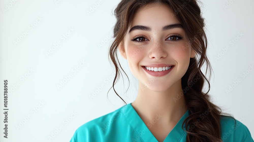 Smiling healthcare professional in scrubs. Smiling healthcare professional in scrubs.