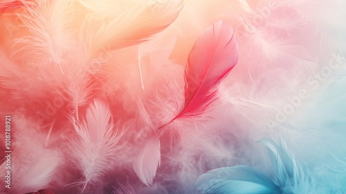 Abstract Colorful Feather Background with Soft Light photo